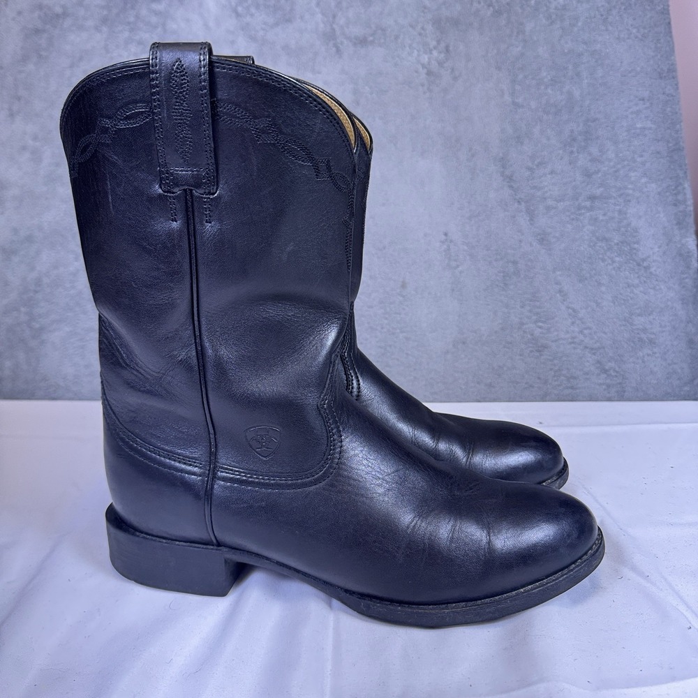Ariat Mens 9.5D Heritage Roper Pull On Leather Western Boots 10002280 Black